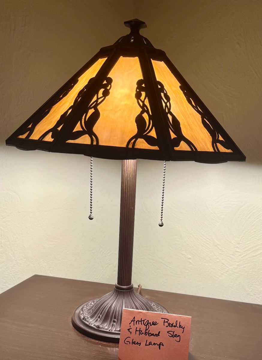 Antique Lamp Bradley and Hubbard Slag Glass
