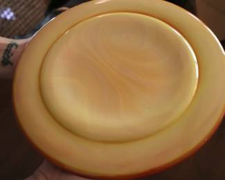 Vintage LE Smith Orange Bittersweet Round Glass Ashtray