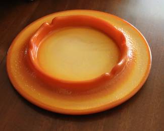 Vintage LE Smith Orange Bittersweet Round Glass Ashtray