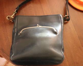 1960's Bonnie Cashin for Coach Kiss Lock Tote Bag Black Leather