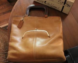 Vintage Bonnie Cashin for Coach Kiss Lock Tote Bag Tan Leather