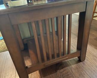 Two Mission style end tables 
