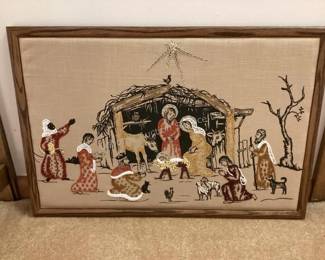 Vintage embroidered nativity