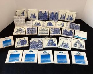 Collectible blue & white tiles from KLM