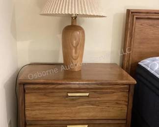Lane nightstand & wood lamp