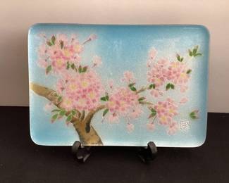 Cloisonné apple blossom tray