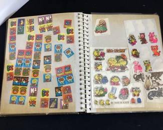 Vintage sticker collection in albums