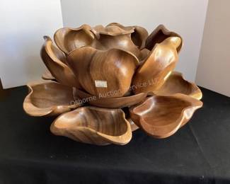 Mid Century Modern Monkeypod Lotus serving piece