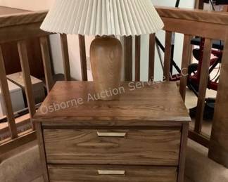 Lane nightstand & wood lamp