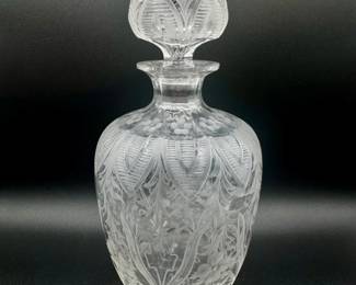 120 CutCrystalDecanterwStopperFloralLeafEtched