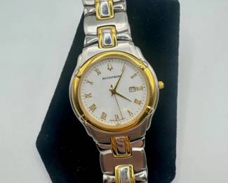 124 BulovaAccutronMensWatchTwoToneStainlessSteelBracelet