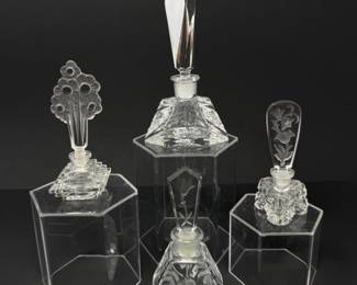 40 4VintageCutGlassPerfumeBottles3Czech1Japan