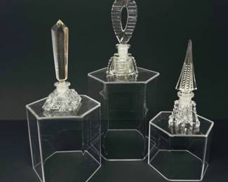 39 MiniatureCzechCrystalPerfumeBottlesPagodaFacetedDesigns