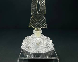 85 CzechCrystalPerfumeBottlewFanDiamondCutStopper