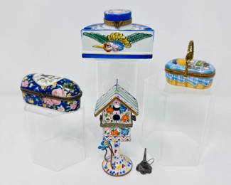 93 PorcelainLimogesTrinketBoxesPortugalTrinketBoxMetalFunnel