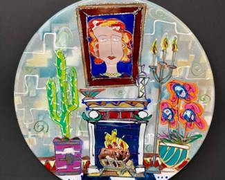 82 PaulusTjiangSigned14GlassPlateSouthwestFireside