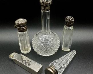 116 AntiqueCrystalSterlingPerfumeBottleCollection