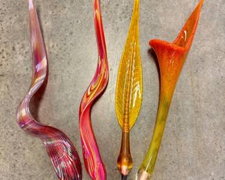101 4ColorfulBlownGlassYardArtSculpturesLeafWaveDesign