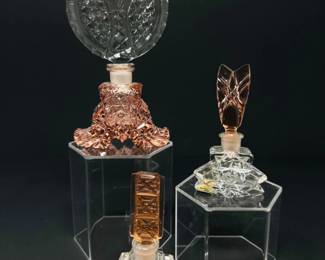 80 Setof3CzechCrystalPerfumeBottlesIncludes1IRICEMarked