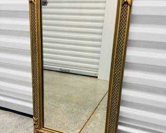 10 AntiqueWallMirrorGoldFramewPaintedFloralAccents