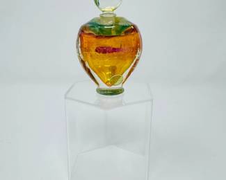 27 HandBlownArtGlassPerfumeBottleOrangePinkGreenSwirl