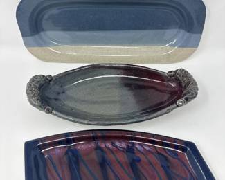31 Setof3ArtisanSignedPotteryPlatesStudioGlazeDesigns