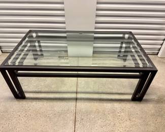 5 RectangularCoffeeTablewClearGlassTopOpenFrameBase