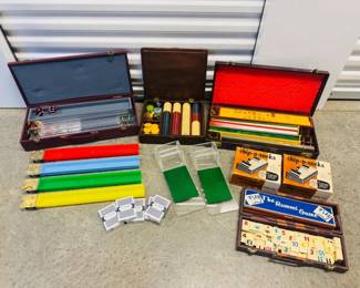 29 VintageGameLotMahJongPokerChipsRummiNewCardSetsMore