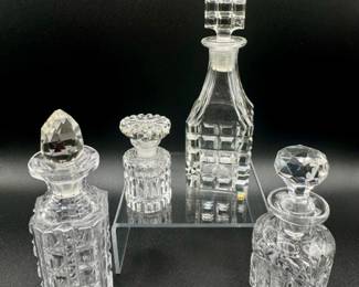 122 4CrystalPerfumeBottlesFacetedDiamondPaneledCutDesigns