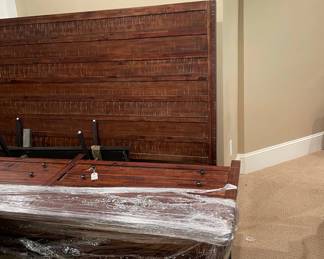 Large wood headboard and foot board with drawers
