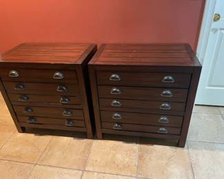 pair of modern nightstand with matching queen bed with drawers (not featured here) There are ten beds in the sale!