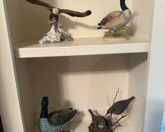 Ceramic and hand carved wood birds