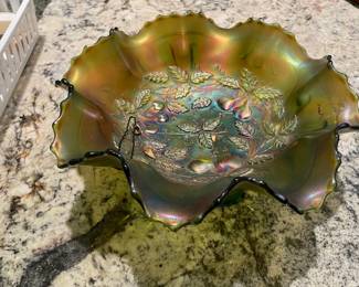 carnival glass fluted bowl