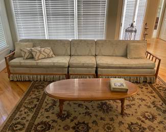 MCM couch and coffee table with area rug