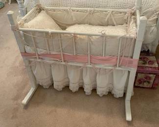 Vintage cradle from the Homeowners Family that even comes with a letter from a family member discussing all who had slept there