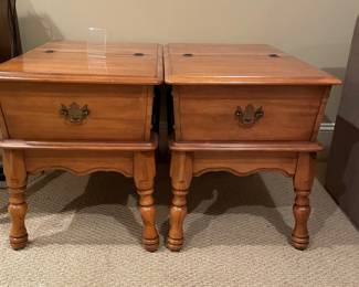 Great vintage style end tables and lots of storage