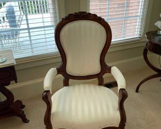 antique freshly upholstered arm chair