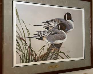 signed and numbered lithograph of ducks