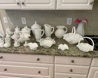 Fenton hobnail and other milk glass