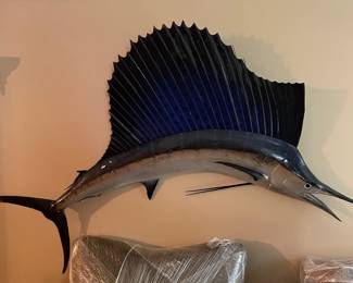 mounted fish..impressive sailfish and just think of all the stories you can make up about your big catch