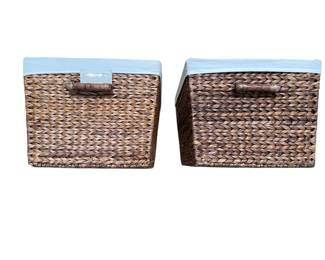 Two Sea Grass Woven Baskets W Liners