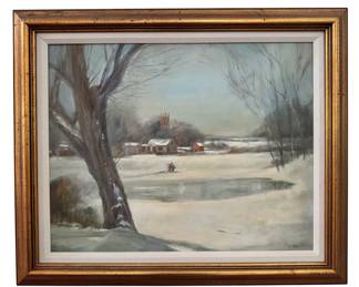 Winter Scene Painting By Floyd Berg