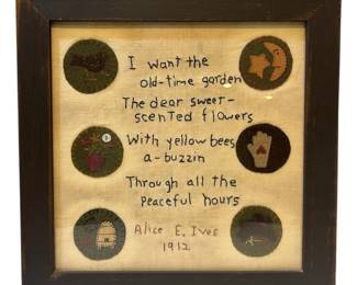 15 x 15 Framed Needlepoint Feat. 1912 Alice E. Ives Poem