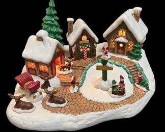 Vintage Lighted Christmas Village Scene