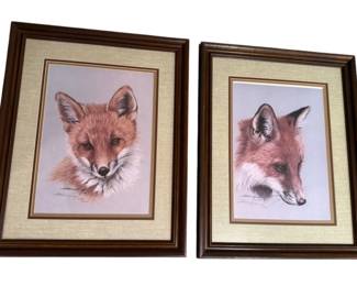Two 21 X 17 Framed Fox Prints By Harold Rigsby Signed Numbered