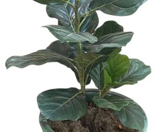 Faux Philodendron In Glazed Ceramic Pot On Rollers
