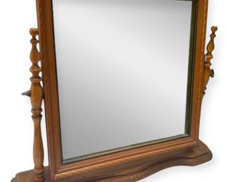 Solid Wooden Swivel Mirror on Ornate Stand