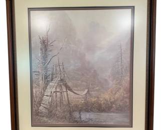 26 X 29 Framed Swinging Bridge Print By Ben Hampton