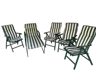 Patio Chairs w Green White Striped Cushions