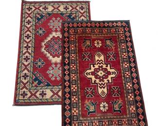 Two 39 x 26 Red Blue Patterned Rugs